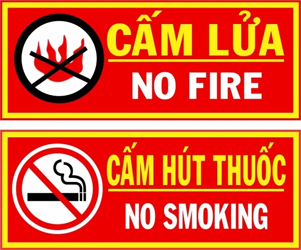 bảng cấm lửa, cấm thuốc